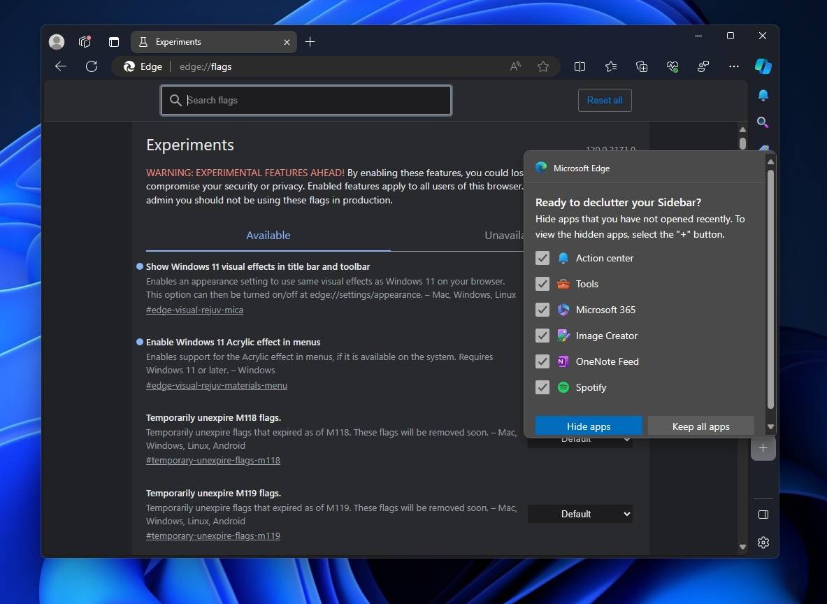 Microsoft Edge 测试了一项新功能,以整理其在 Windows 11 上的体验