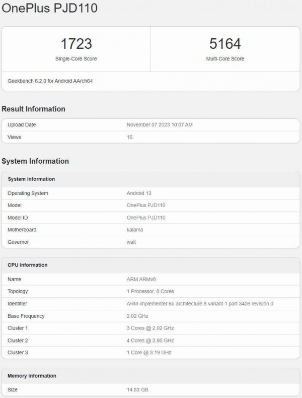 一加Ace 3亮相Geekbench：将搭载骁龙8 Gen2，成绩惊人