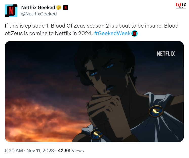 Netflix 动画《宙斯之血》第二季全新预告公布,明年 5 月 15 日上线