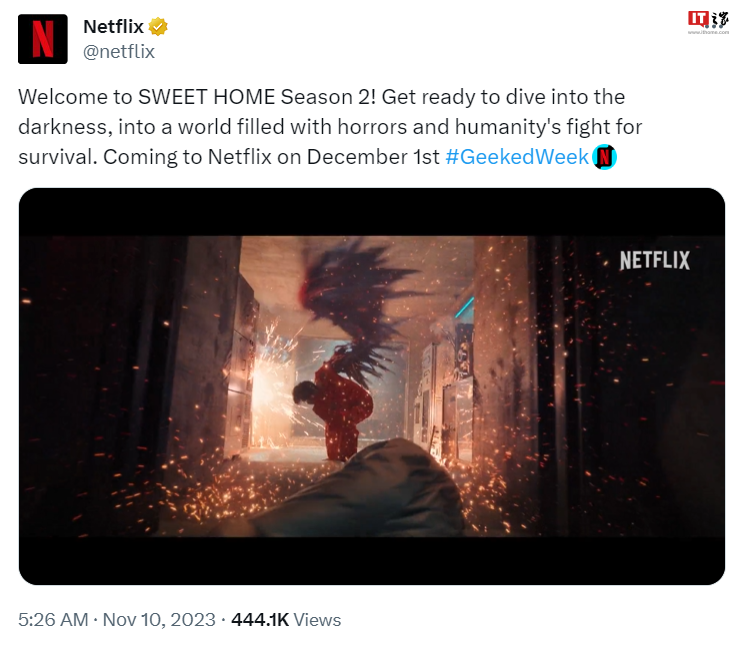 Netflix 人气韩剧《甜蜜家园 2》最新预告发布,预计于 12 月 1 日正式上线播出