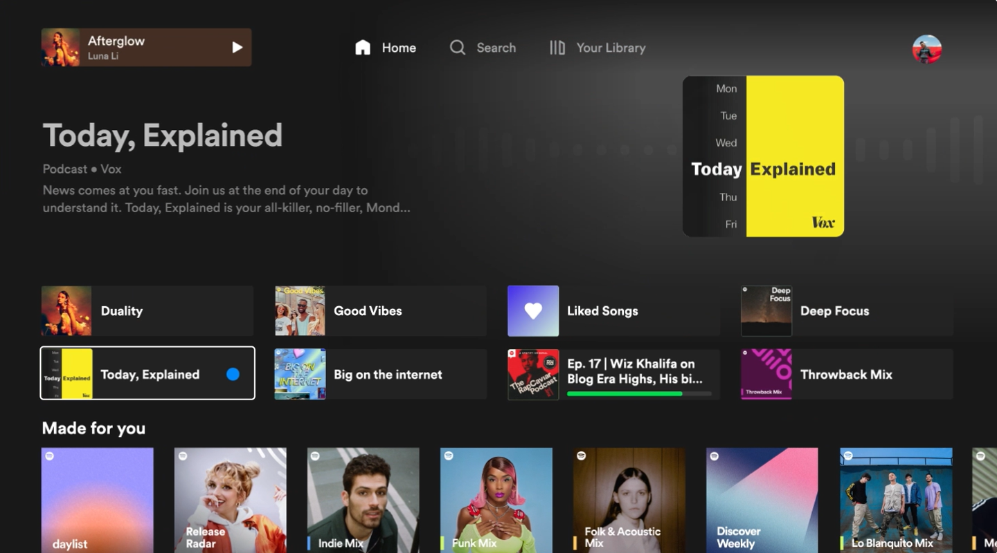 Spotify推出新一代电视App:全新设计主页,新增深色模式支持