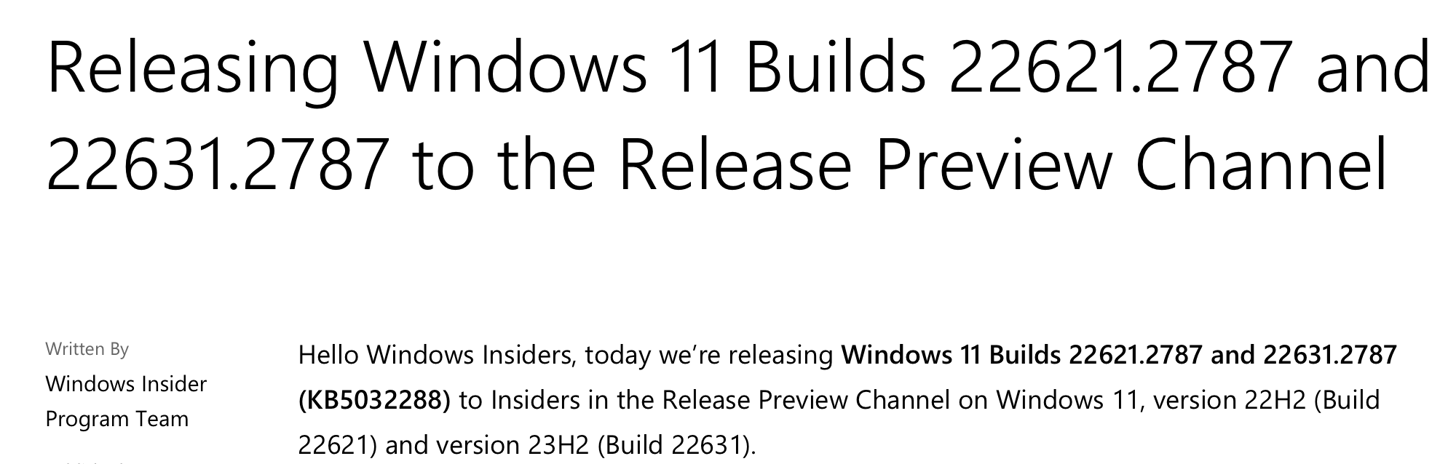 微软发布 Windows 11 RP 22621/22631.2787 预览版更新,新增跨显示器使用 Copilot 等
