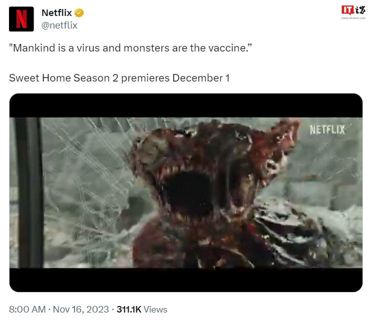 Netflix 丧尸韩剧《甜蜜家园 2》正式预告公布,12 月 1 日上线