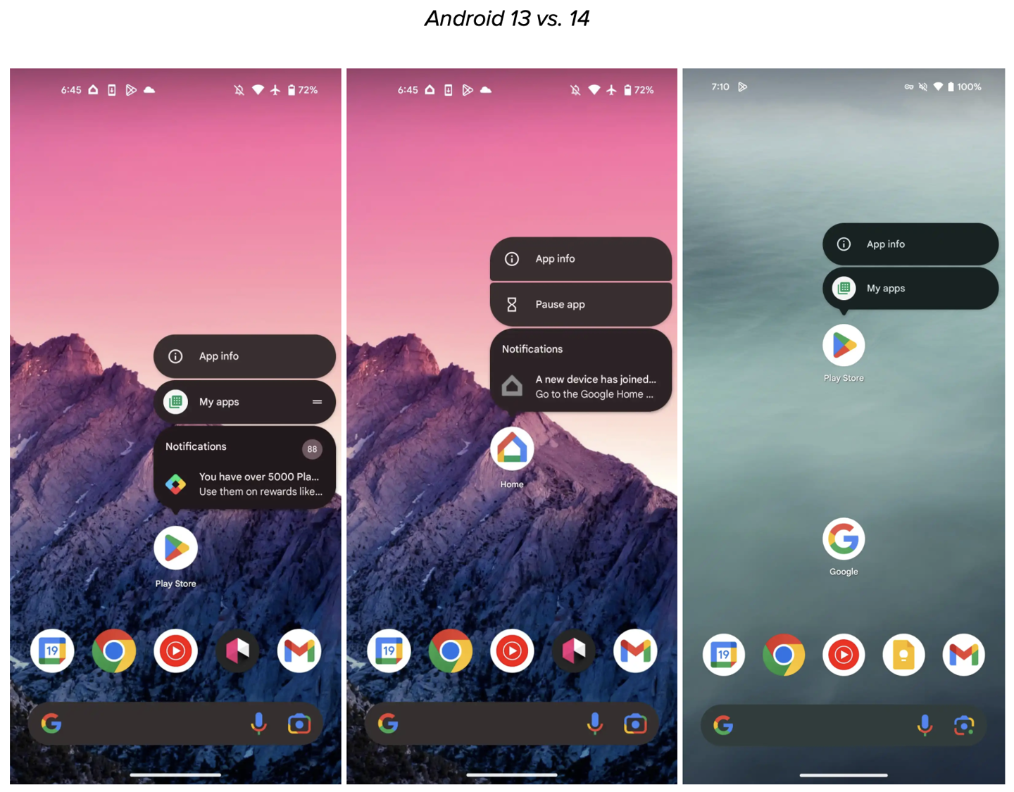 谷歌 Android 14 取消 App“Shortcut”消息通知功能,长按应用仅显示小部件等快捷项目