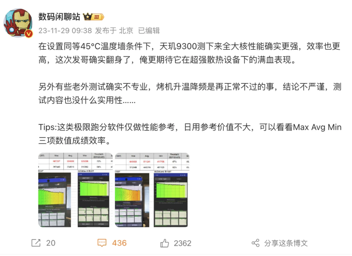 全大核CPU设计果然猛!天玑 9300 性能确实更强,远超对手