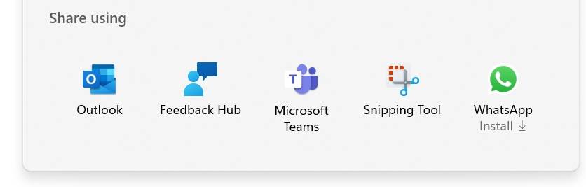 Windows 11 KB5032283(测试版频道)将 WhatsApp 集成到共享菜单中