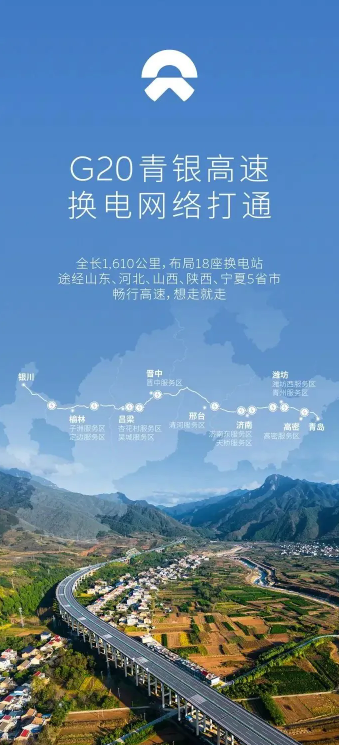 蔚来汽车:G20和G40高速换电网络成功打通,覆盖19大城市