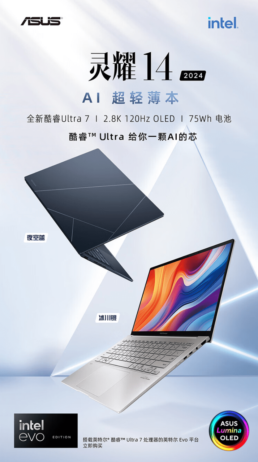 华硕灵耀14:AI引领超薄轻便的PC时代