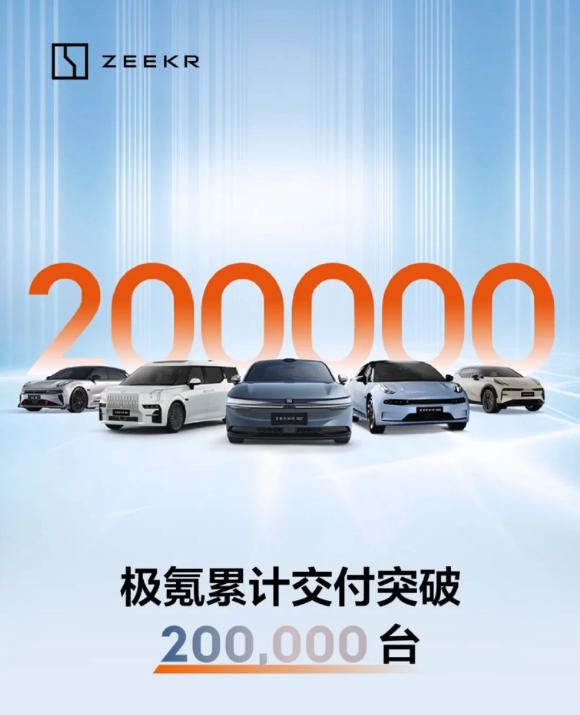 达成里程碑:极氪新能源汽车销量突破20万台