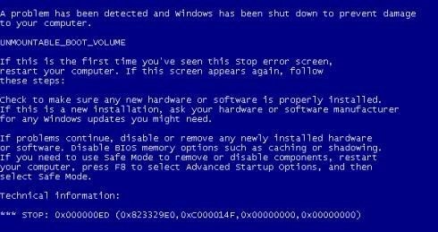 蓝屏代码0x000000ed导致无法进入安全模式
