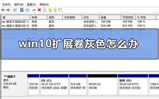 解决win10扩展卷变灰问题