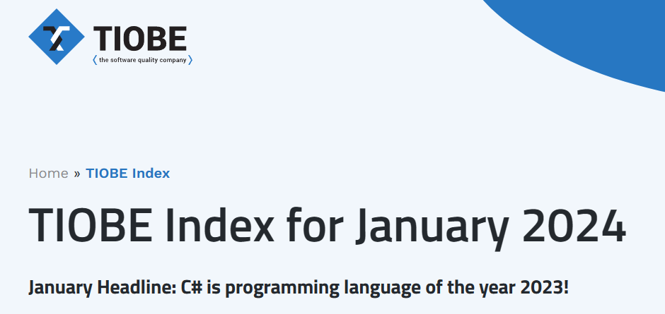 C# 在 TIOBE 2023 年度编程语言排名中重新夺冠