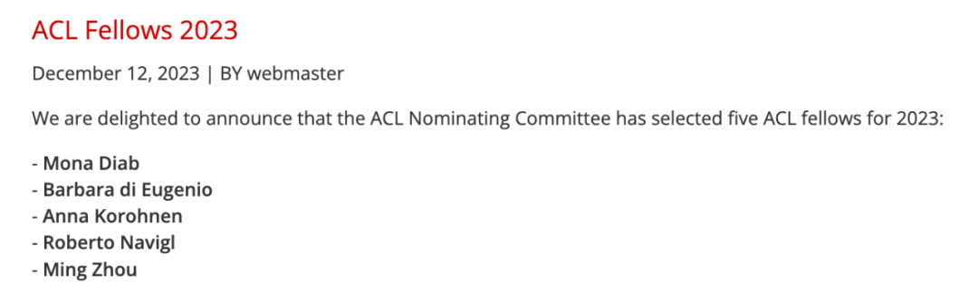 周明,一位华裔学者,荣获ACL 2023 Fellow称号
