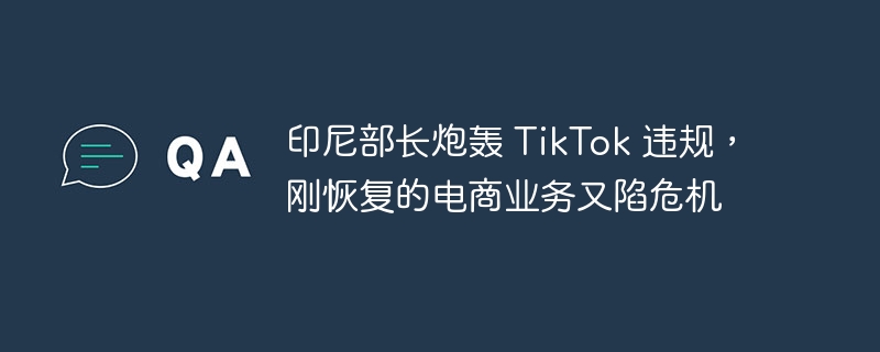 印尼部长抨击 TikTok 违规,电商业务再次陷入困境
