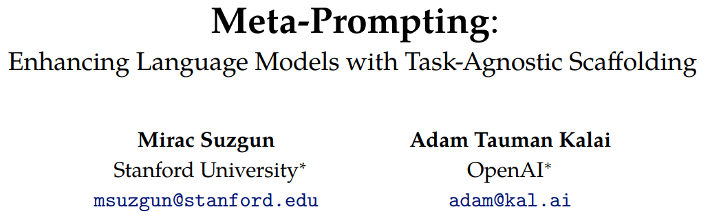 斯坦福和OpenAI提出meta-prompting,最强零样本prompting技术诞生了