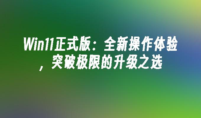 Win11正式版:全新操作体验,突破极限的升级之选