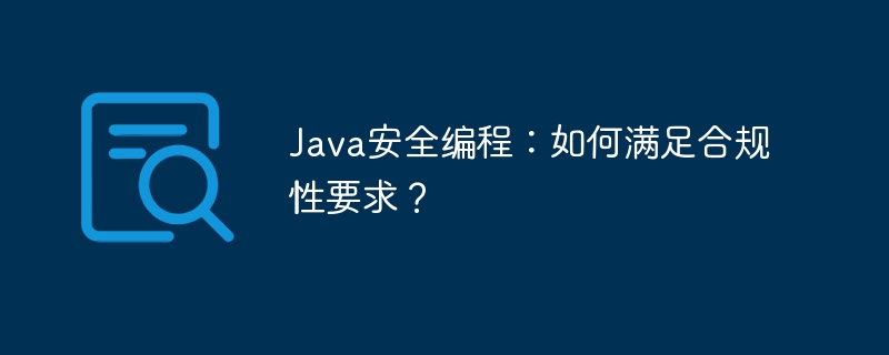 Java安全编程:如何满足合规性要求?