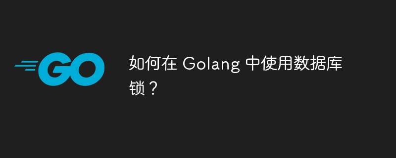 如何在 Golang 中使用数据库锁?