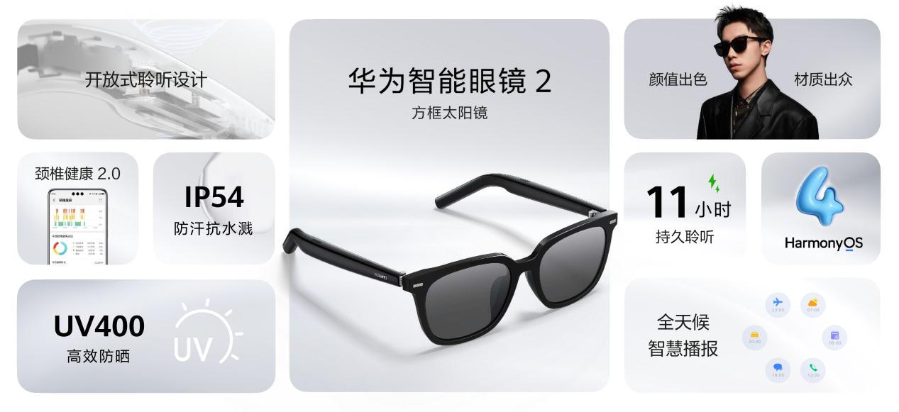 户外出型,听眼镜说:华为智能眼镜 2 方框太阳镜开启墨镜智能时代