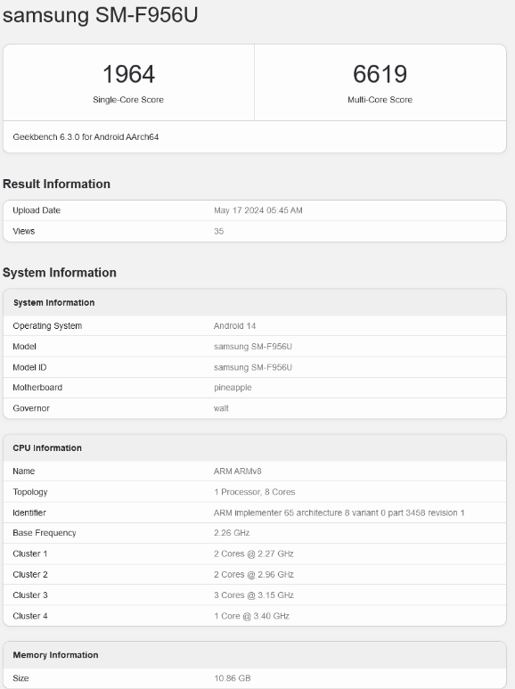 三星Galaxy Z Fold6亮相GeekBench,性能飙升29%