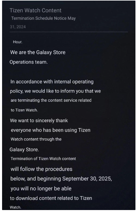 三星智能手表用户注意:Tizen系统服务或将于2025 年 5 月停止