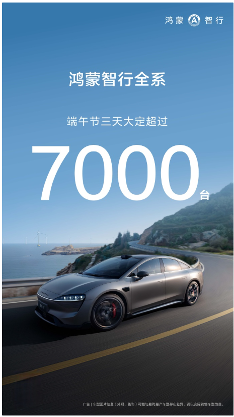 端午假期华为鸿蒙智行火爆销售,全系车型订单破7000台!