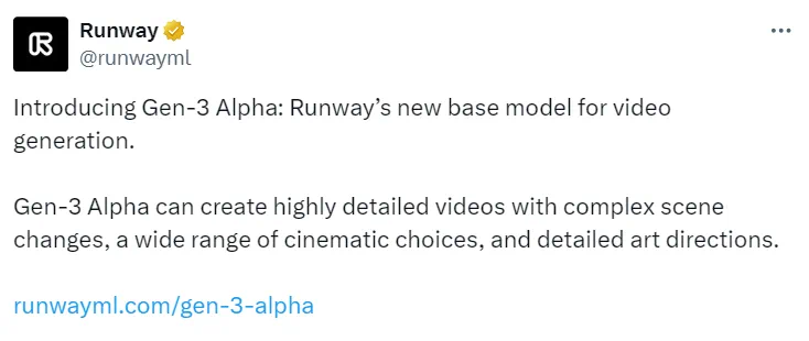 Runway版Sora发布:高保真、超强一致性,Gen-3 Alpha震撼到网友了