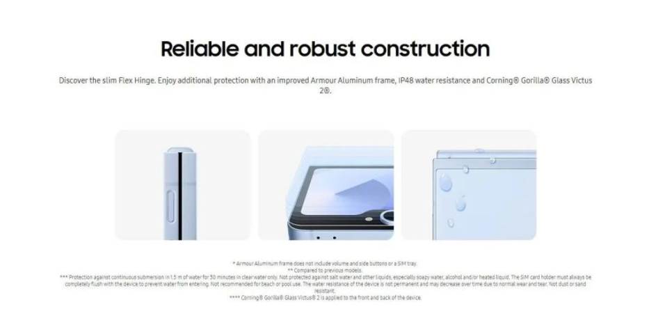 自2019年问世后首次,三星 Galaxy Z Fold6 / Flip6 手机达到IP48防尘等级