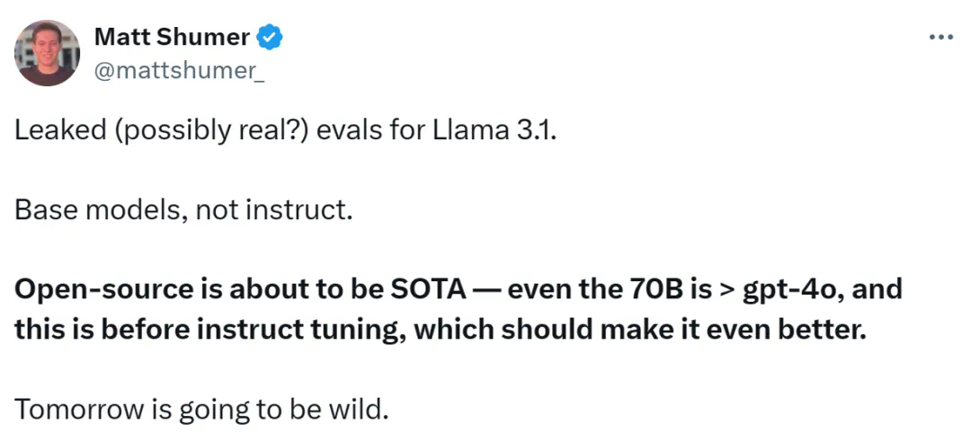 首个超越GPT4o级开源模型!Llama 3.1泄密:4050亿参数,下载链接、模型卡都有了