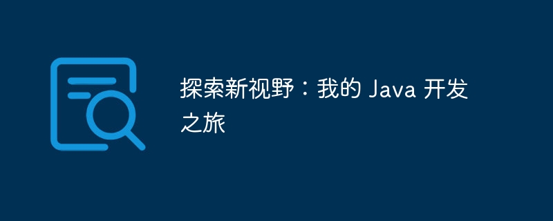 探索新视野:我的 Java 开发之旅