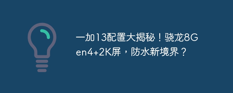一加13配置大揭秘!骁龙8Gen4+2K屏,防水新境界?
