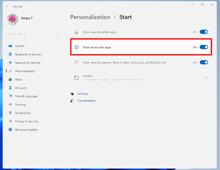 怎么在Windows11“开始”菜单中隐藏或显示最常用的应用程序