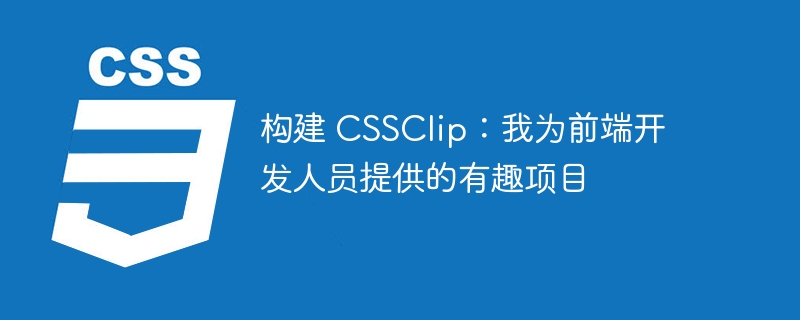 构建 CSSClip:我为前端开发人员提供的有趣项目