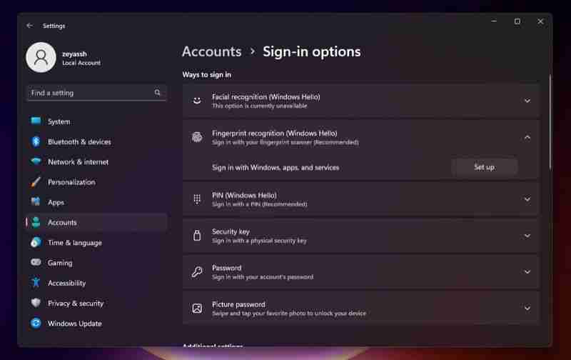 如何在Windows 11上配置Windows Hello指纹登录