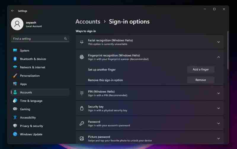 如何在Windows 11上配置Windows Hello指纹登录