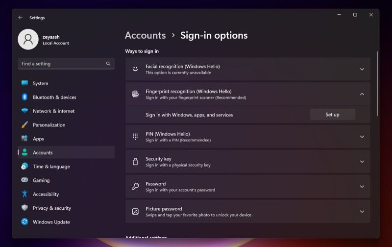 如何在Windows 11上配置Windows Hello指纹登录
