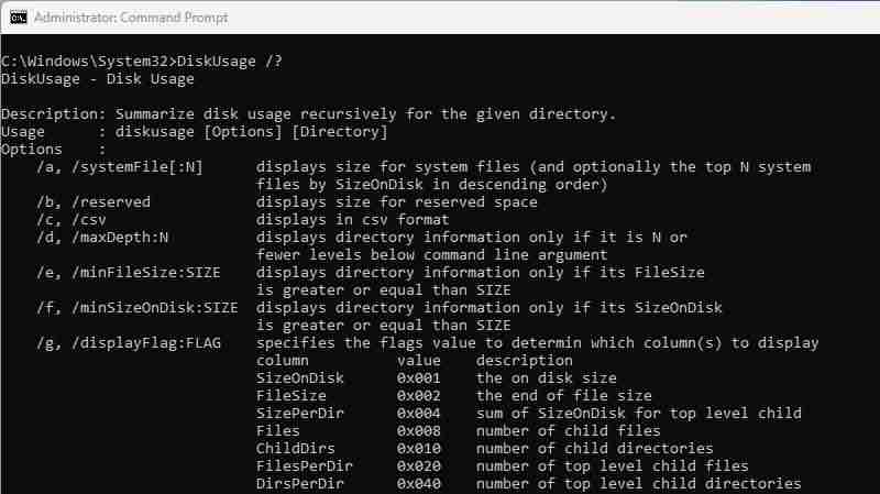 如何使用DiskUsage命令分析Windows驱动器空间