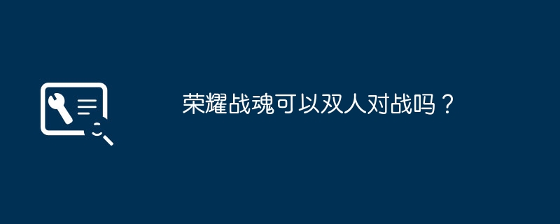 荣耀战魂可以双人对战吗?