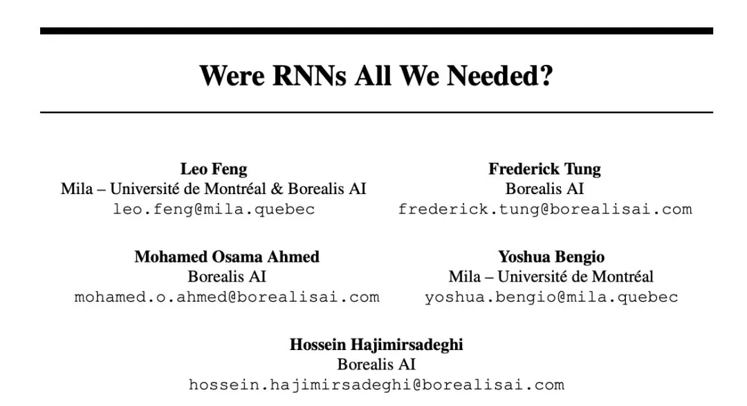 图灵奖得主Yoshua Bengio新作:Were RNNs All We Needed?