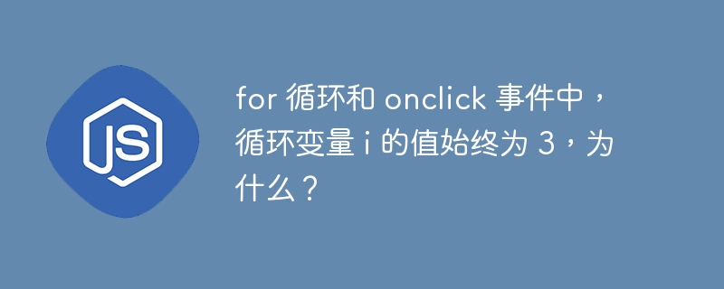 for 循环和 onclick 事件中,循环变量 i 的值始终为 3,为什么?