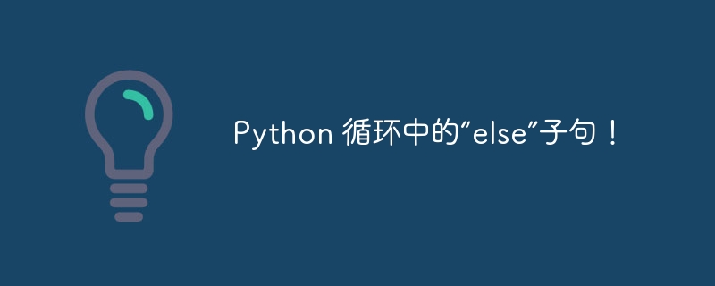 Python 循环中的“else”子句!