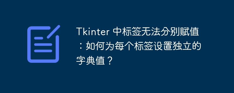 Tkinter 中标签无法分别赋值:如何为每个标签设置独立的字典值?