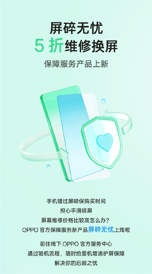 OPPO屏碎无忧上新!五折换屏仅需69元起?速来围观!