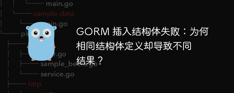 GORM 插入结构体失败:为何相同结构体定义却导致不同结果?