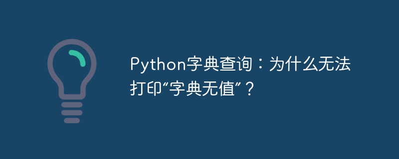 Python字典查询:为什么无法打印“字典无值”?