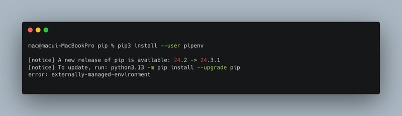 错误:python 包安装时的外部管理环境
