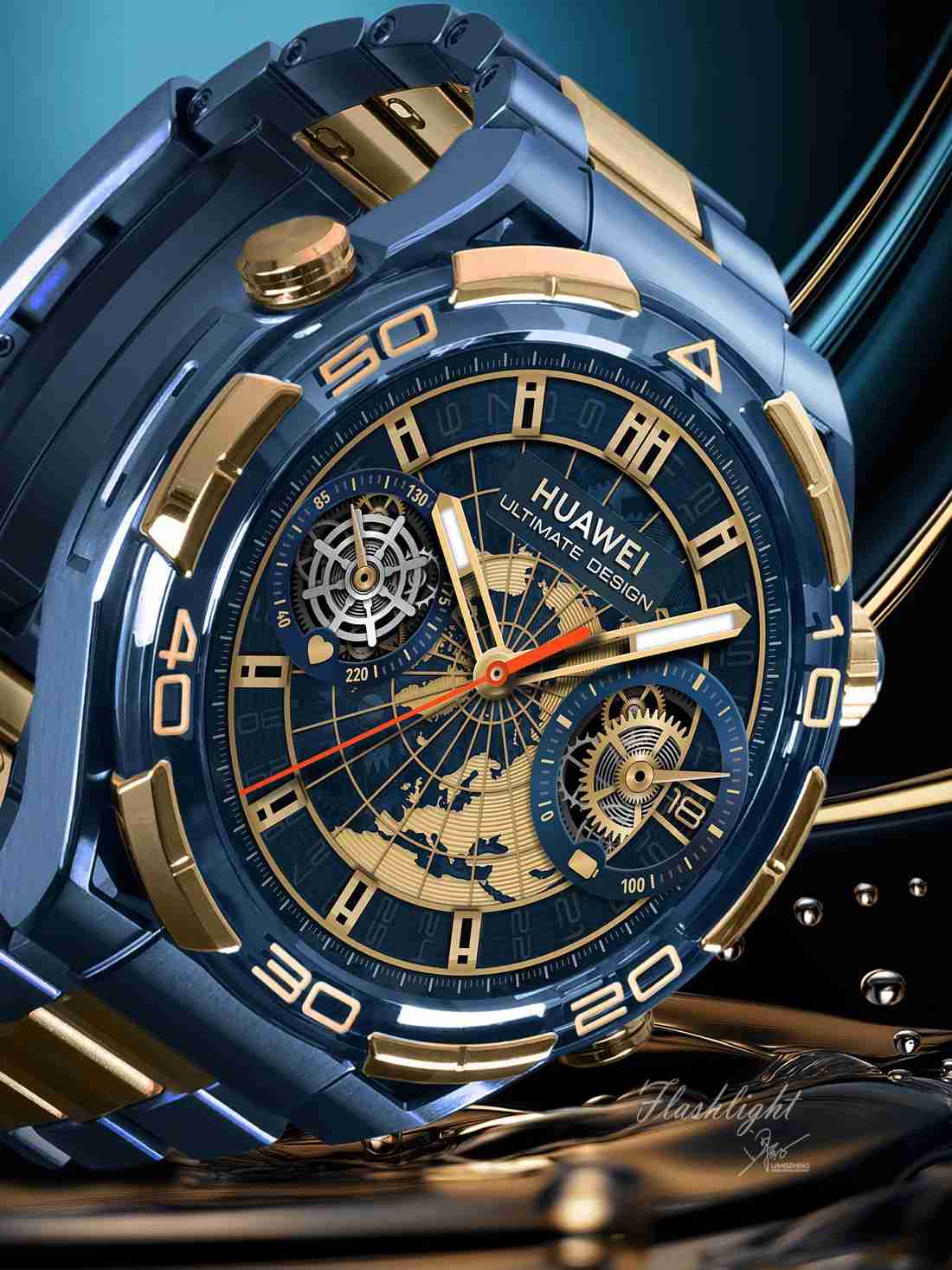 戴蓝金,能揽金!华为首款蓝宝石水晶智能手表华为 WATCH ULTIMATE DESIGN 非凡大师蓝宝石黄金款