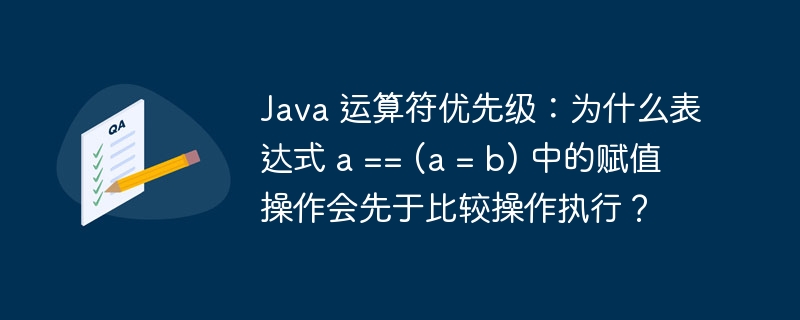 Java 运算符优先级:为什么表达式 a == (a = b) 中的赋值操作会先于比较操作执行?