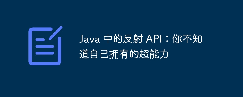 Java 中的反射 API:你不知道自己拥有的超能力