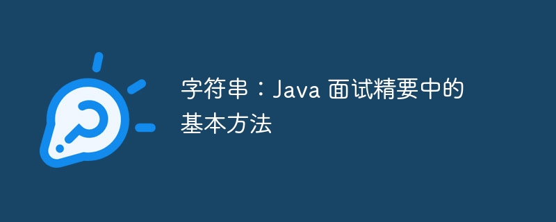 字符串:Java 面试精要中的基本方法